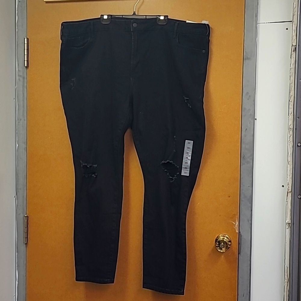 Old Navy Size 26 Black Mid Rise Pop Icon Distressed Skinny Jeans